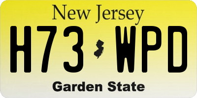 NJ license plate H73WPD