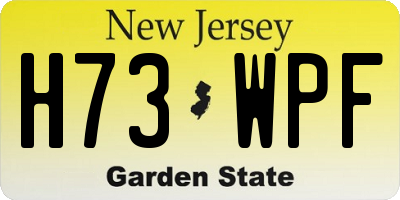 NJ license plate H73WPF