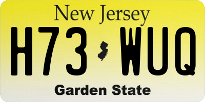 NJ license plate H73WUQ