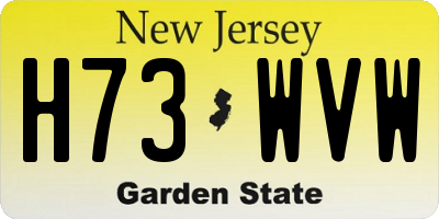 NJ license plate H73WVW