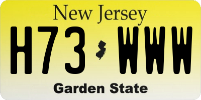 NJ license plate H73WWW