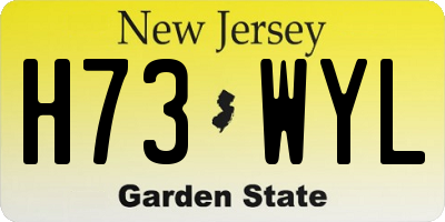 NJ license plate H73WYL