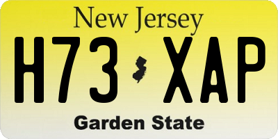 NJ license plate H73XAP