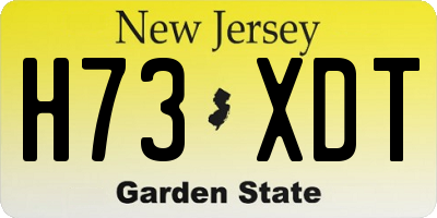 NJ license plate H73XDT
