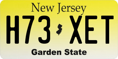 NJ license plate H73XET