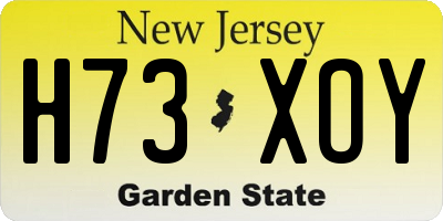 NJ license plate H73XOY