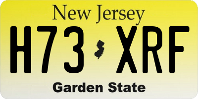 NJ license plate H73XRF