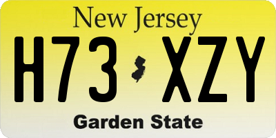 NJ license plate H73XZY