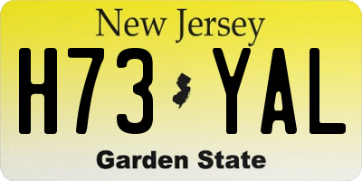NJ license plate H73YAL