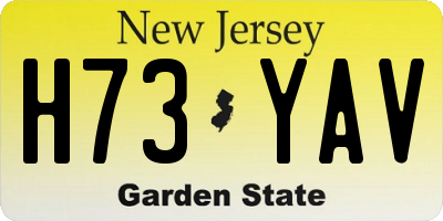 NJ license plate H73YAV