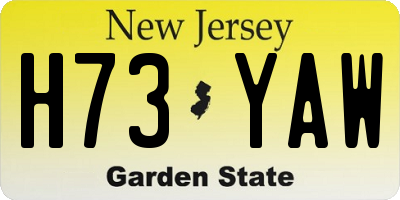 NJ license plate H73YAW