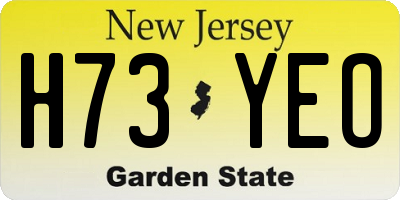 NJ license plate H73YEO