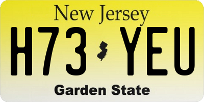 NJ license plate H73YEU