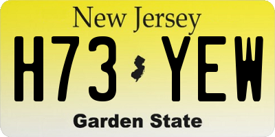 NJ license plate H73YEW