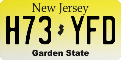 NJ license plate H73YFD