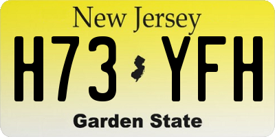 NJ license plate H73YFH