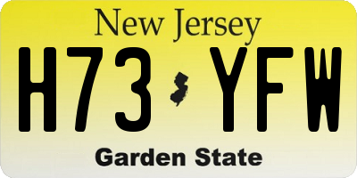 NJ license plate H73YFW