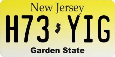 NJ license plate H73YIG