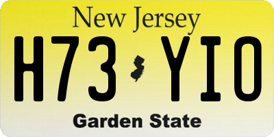 NJ license plate H73YIO