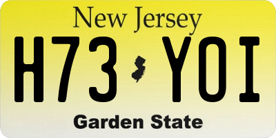 NJ license plate H73YOI