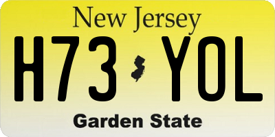 NJ license plate H73YOL