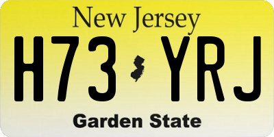 NJ license plate H73YRJ
