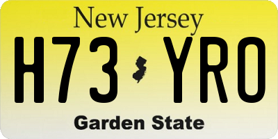 NJ license plate H73YRO