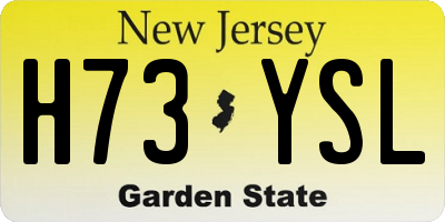 NJ license plate H73YSL