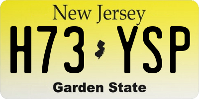 NJ license plate H73YSP