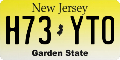 NJ license plate H73YTO