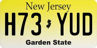 NJ license plate H73YUD