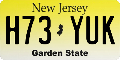 NJ license plate H73YUK