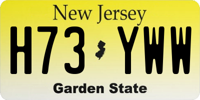 NJ license plate H73YWW