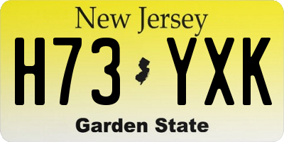 NJ license plate H73YXK