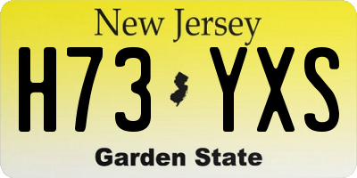 NJ license plate H73YXS