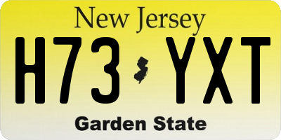 NJ license plate H73YXT