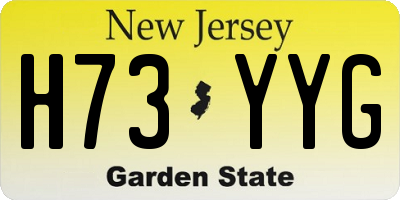 NJ license plate H73YYG