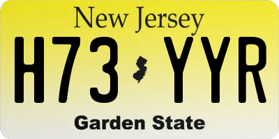 NJ license plate H73YYR