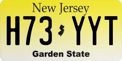 NJ license plate H73YYT