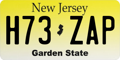 NJ license plate H73ZAP