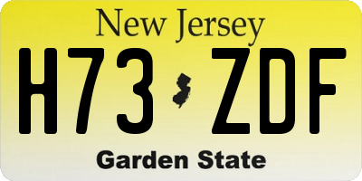 NJ license plate H73ZDF