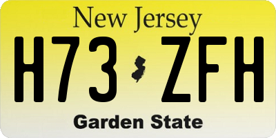 NJ license plate H73ZFH