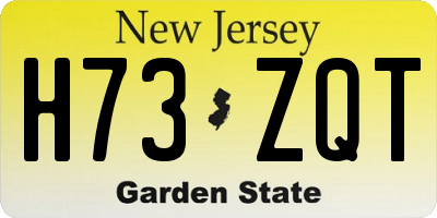 NJ license plate H73ZQT