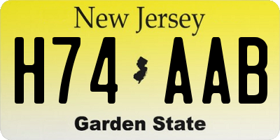 NJ license plate H74AAB