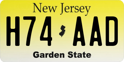 NJ license plate H74AAD