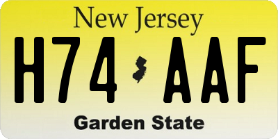 NJ license plate H74AAF
