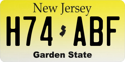 NJ license plate H74ABF