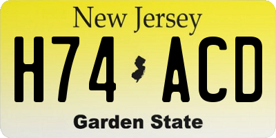 NJ license plate H74ACD