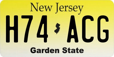 NJ license plate H74ACG