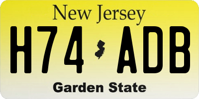 NJ license plate H74ADB